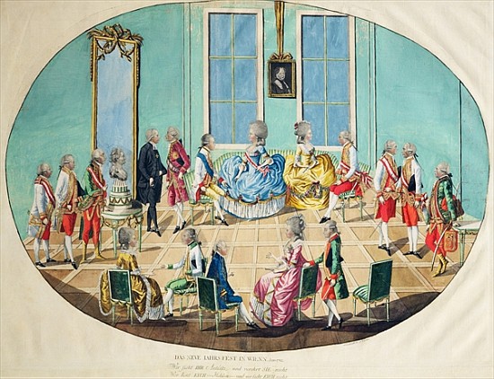 New Year celebration in Vienna in 1782, 1783 (copper engraving with w/c) à Johann Hieronymus Loeschenkohl