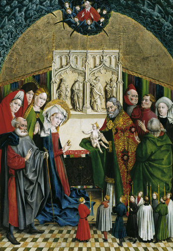 Marienfelder Altar: Darbringung Christi im Tempel. à Johann Koerbecke