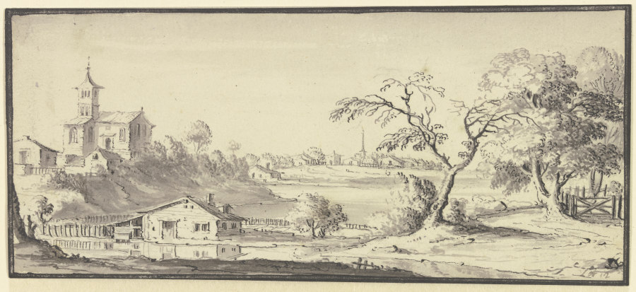 Landschaft mit einem Fluß à Johann Ludwig Aberli
