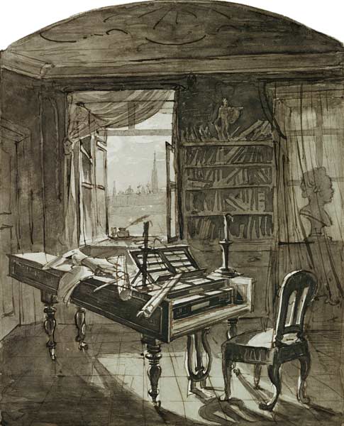 Beethoven's Room at the Time of his Death à Johann Nepomuk Hoechle
