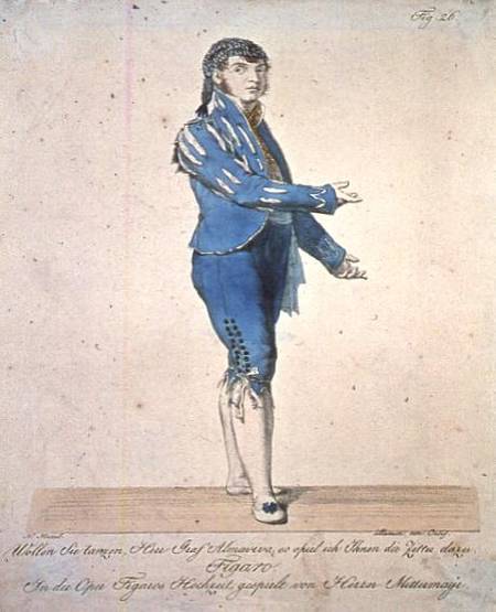 Figaro, valet to Count Almaviva, from 'The Marriage of Figaro' by Wolfgang Amadeus Mozart (1756-91) à Johann Nepomuk Muxel
