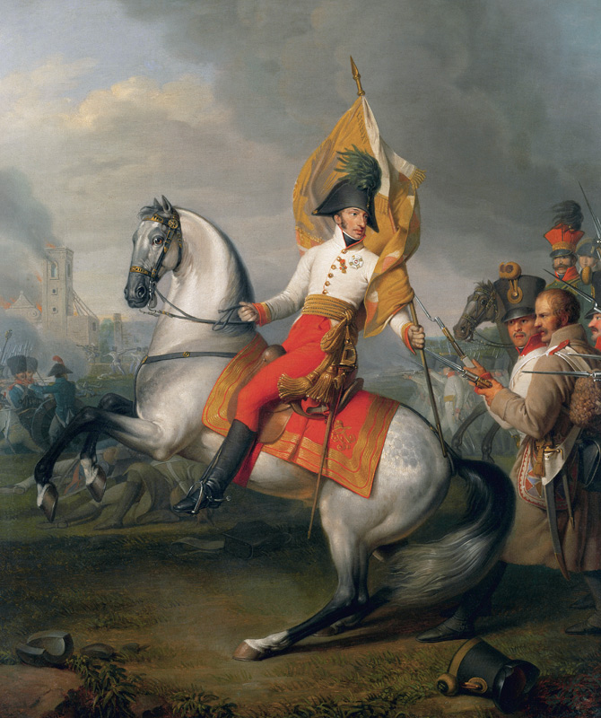 Archduke Charles with the standard of the Zach regiment at à Johann Peter Krafft