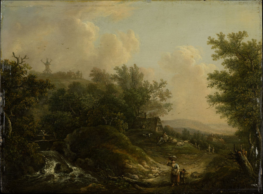 Landscape with a Brook and Hikers à Johann Peter Neef