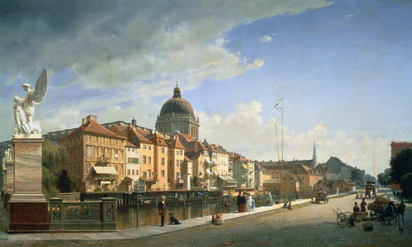 Berlin, le château Liberté vu du pont du château à Johann Philipp Eduard Gaertner