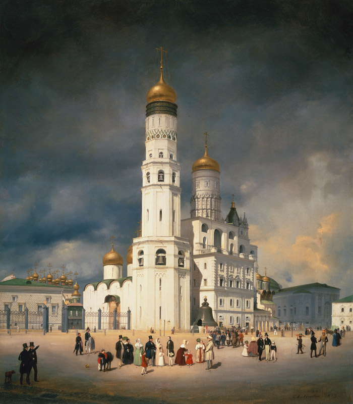 La famille Olsufjeff sur le Ivanovskaja-Platz au Kremlin (Moscou) à Johann Philipp Eduard Gaertner