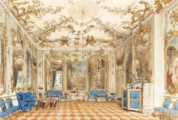 Concert Room of Sanssouci Palace in Potsdam à Johann Philipp Eduard Gaertner