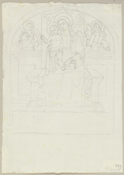 Die thronende Madonna mit Kind zwischen zwei Engeln à Johann Ramboux