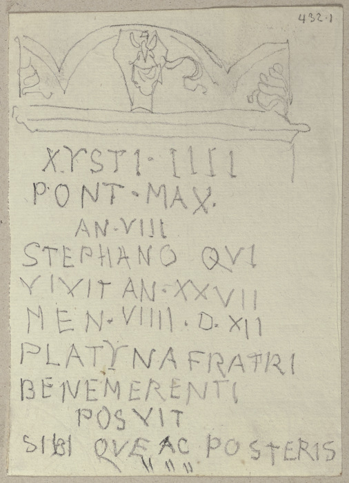 Inschrift des Grabsteins von Bartolomeo Platina (?) in Santa Maria Maggiore in Rom à Johann Ramboux