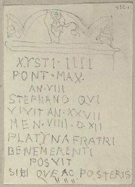 Inschrift des Grabsteins von Bartolomeo Platina (?) in Santa Maria Maggiore in Rom