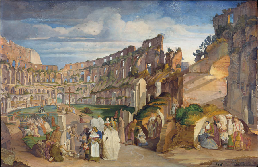 Capuchin Sermon at the Colosseum of Rome à Johann Ramboux