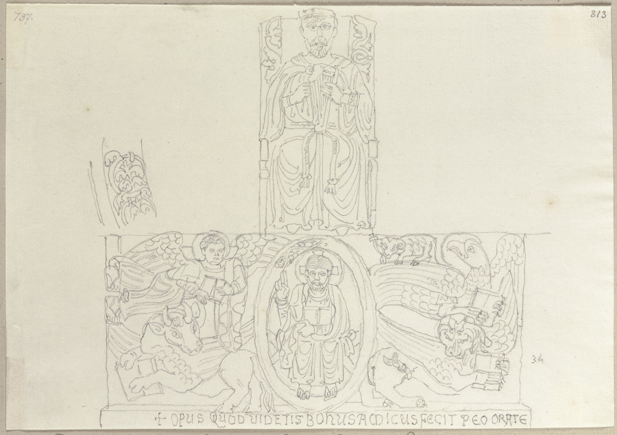 König David und Christus, Relief im Campo Santo zu Pisa à Johann Ramboux