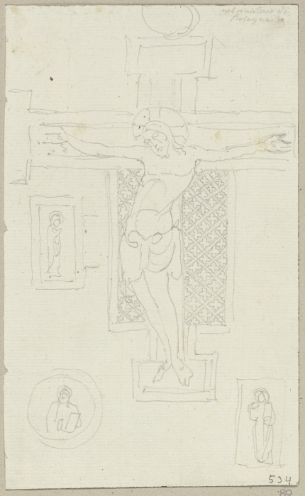 Kruzifix aus Holz auf dem Camposanto außerhalb von Bologna à Johann Ramboux