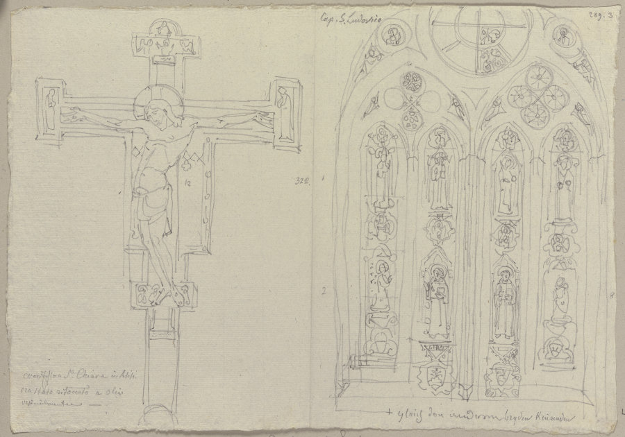 Nach einem Kruzifix in Santa Chiara sowie nach den Fenstern der Kapelle des heiligen Ludwigs in San  à Johann Ramboux