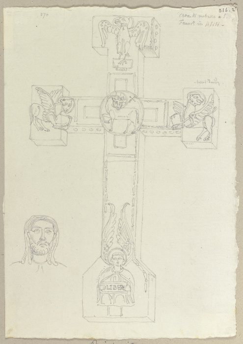 Rückseite eines Kruzifixes und eine Kopfstudie à Johann Ramboux