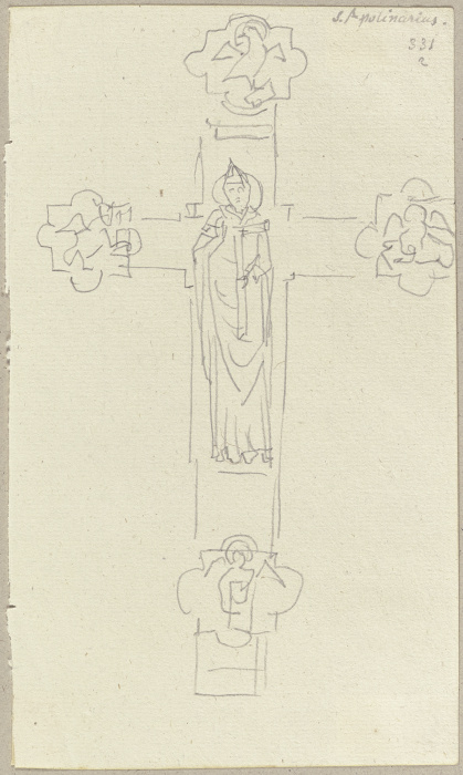 Rückseite eines metallenes Kreuz im Dom zu Ravenna à Johann Ramboux