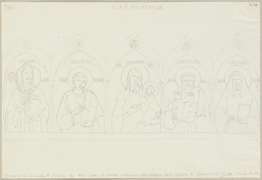 Tafel in der Sakristei von Santa Croce zu Florenz (?), möglicherweise die Rückwand des Altars in der à Johann Ramboux