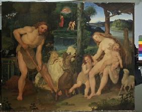 Adam et Eve après la expulsion du paradis.