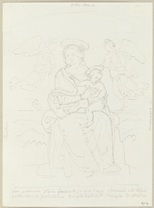 Thronenede Madonna mit Kind, an einem Hause, allOlmo genannt, auf der Florentinerstraße bei Perugia à Johann Ramboux