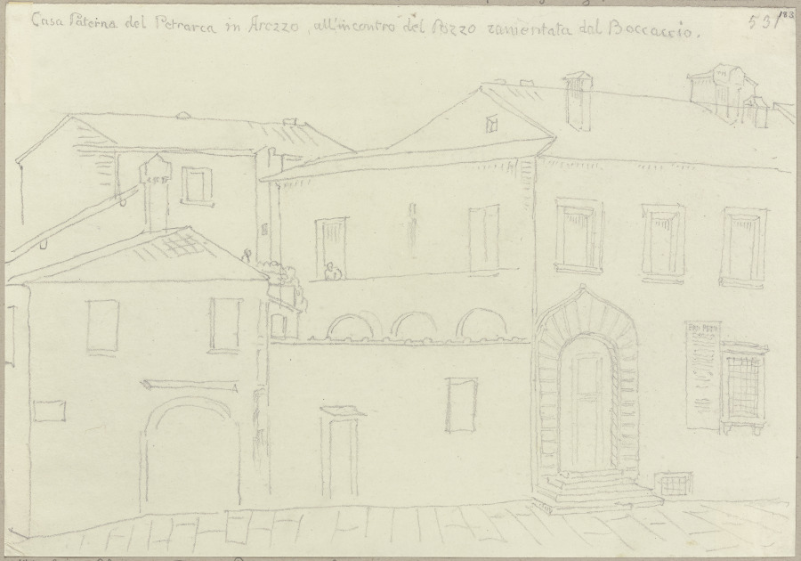 Väterliches Haus des Francesco Petrarca in Arezzo à Johann Ramboux