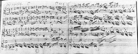Autograph of the partita ''Sei gegruesset, Jesu guetig'' à Johann Sebastian Bach
