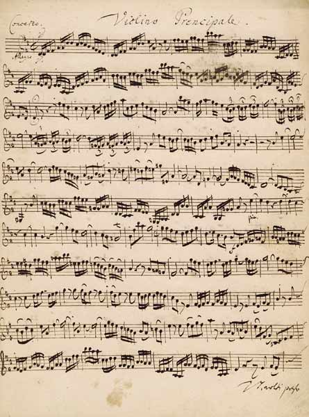The Brandenburger Concertos, No.5 D-Dur, 1721 (pen and ink on paper) (see also 308416) à Johann Sebastian Bach