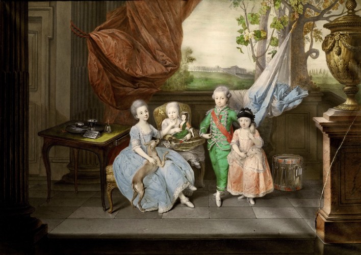 The children of Ferdinand of Parma (Louis, Carolina, Maria Antonia and Carlotta) à Johann Zoffani