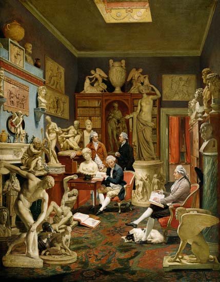 Charles Townley and his Friends in the Towneley Gallery, 33 Park Street, Westminster à Johann Zoffany