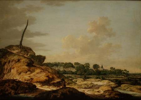 Landscape with sportsman and distant view of Middleburg à Johannes Goedaert