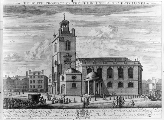 The South Prospect of the Church of St. Clements Danes, London à Johannes Kip