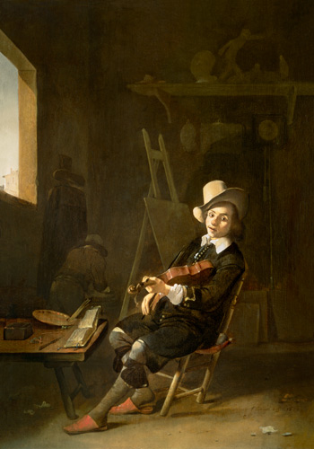 Self Portrait of the Artist Playing a Violin à Johannes Lingelbach