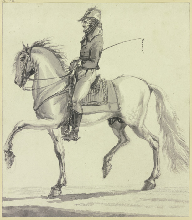 A whipper-in on horseback à Johannes Vinkeles