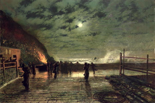 In Peril (The Harbour Flare) 1879 (oil on canvas) à John Atkinson Grimshaw