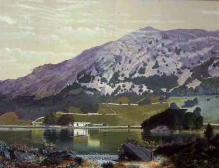 Nab Scar from the South Side of Rydal Water - Heather in Bloom, September à John Atkinson Grimshaw