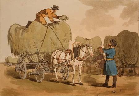 Hay Carts, plate 60 from Volume II of 'The Manners, Customs and Amusements of the Russians', etched à John Augustus Atkinson