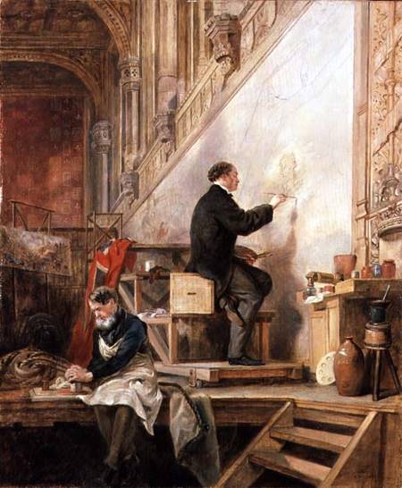 Daniel Maclise (1806-70) painting his mural 'The Death of Nelson' in the House of Lords à John Ballantyne