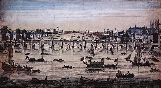 Westminster Bridge, looking westward, published by  J. Bowles à John Boydell