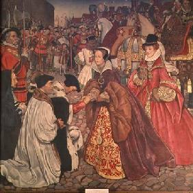 Queen Mary (1516-58) and Princess Elizabeth (1533-1603) entering London, 1553