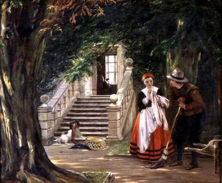 The Flirtation Outside the Master's House à John Calcott Horsley