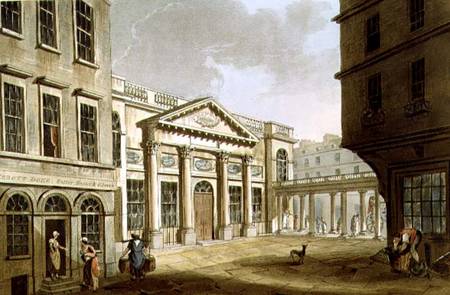 The Pump Room, from 'Bath Illustrated by a Series of Views', engraved by John Hill (1770-1850) pub. à John Claude Nattes