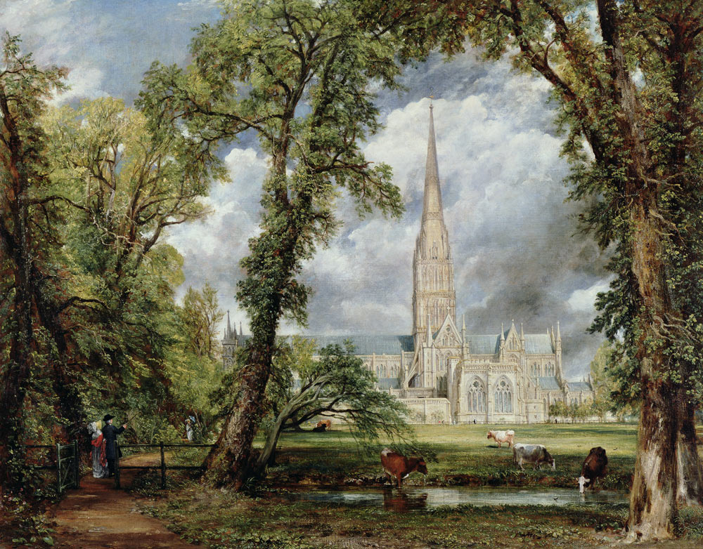 La Cathédrale de Salisbury vue des jardins de l'Évêque à John Constable