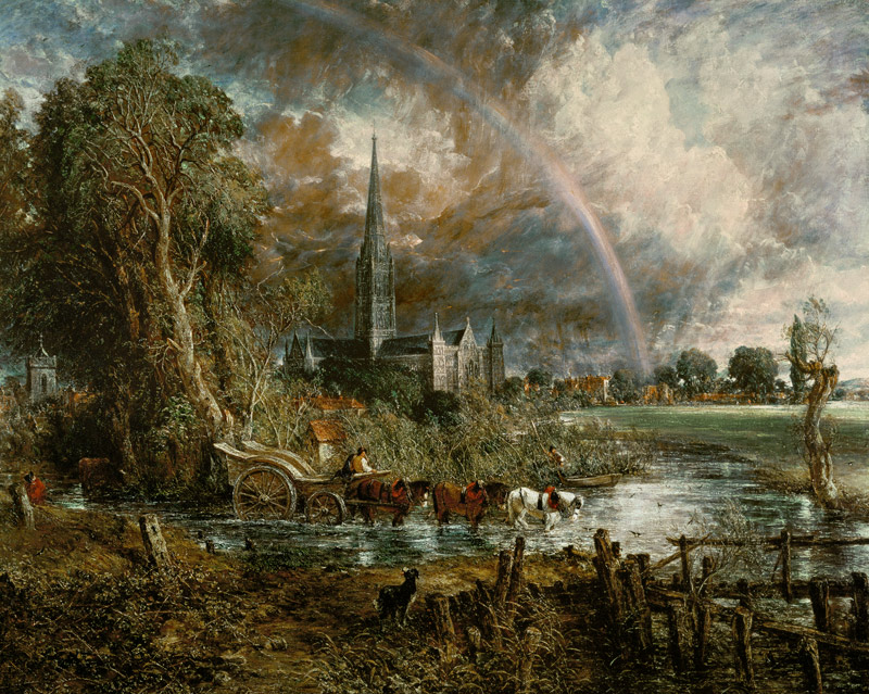 La cathédrale de Salisbury vue des jardins à John Constable