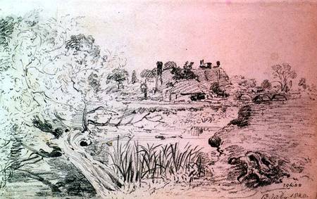 Farm Buildings and Bridge near Salisbury (pencil) à John Constable