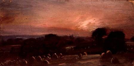 A Hayfield near East Bergholt at Sunset à John Constable