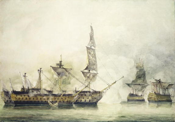 H.M.S. Victory at the Battle of Trafalgar, 1805, (w/c) à John Constable