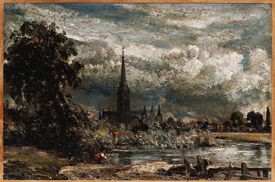 Salisbury Cathedral from Long Bridge near Fisherton Mill à John Constable