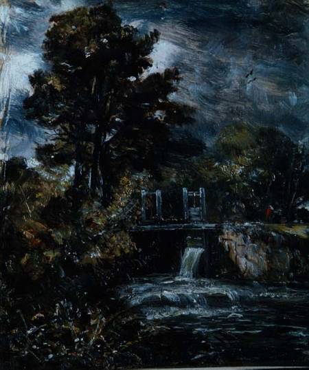 A sluice, perhaps on the Stour à John Constable