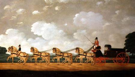 His Majesty's Forgon with a Team of Eight Roans on the Road à John Cordrey