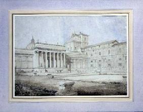 View of the Braccio Nuovo in the Cortile del Belvedere, Vatican Palace, Rome