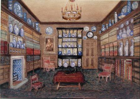 The Morning Room, Bowden Hall, Upton St. Leonards, Gloucester  & pencil on à John Dearman Birchall