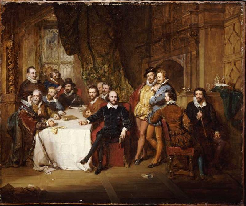 William Shakespeare et ses amis dans l'hôtel Mermaid à John Faed
